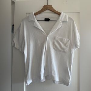 WSLY White Short Sleeve Terry Cloth Shirt